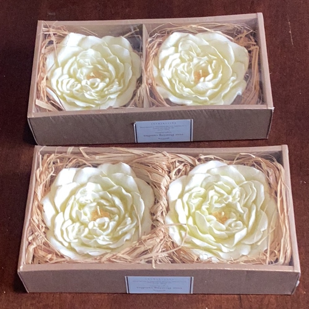 NIB Pottery Barn Rose floating candles